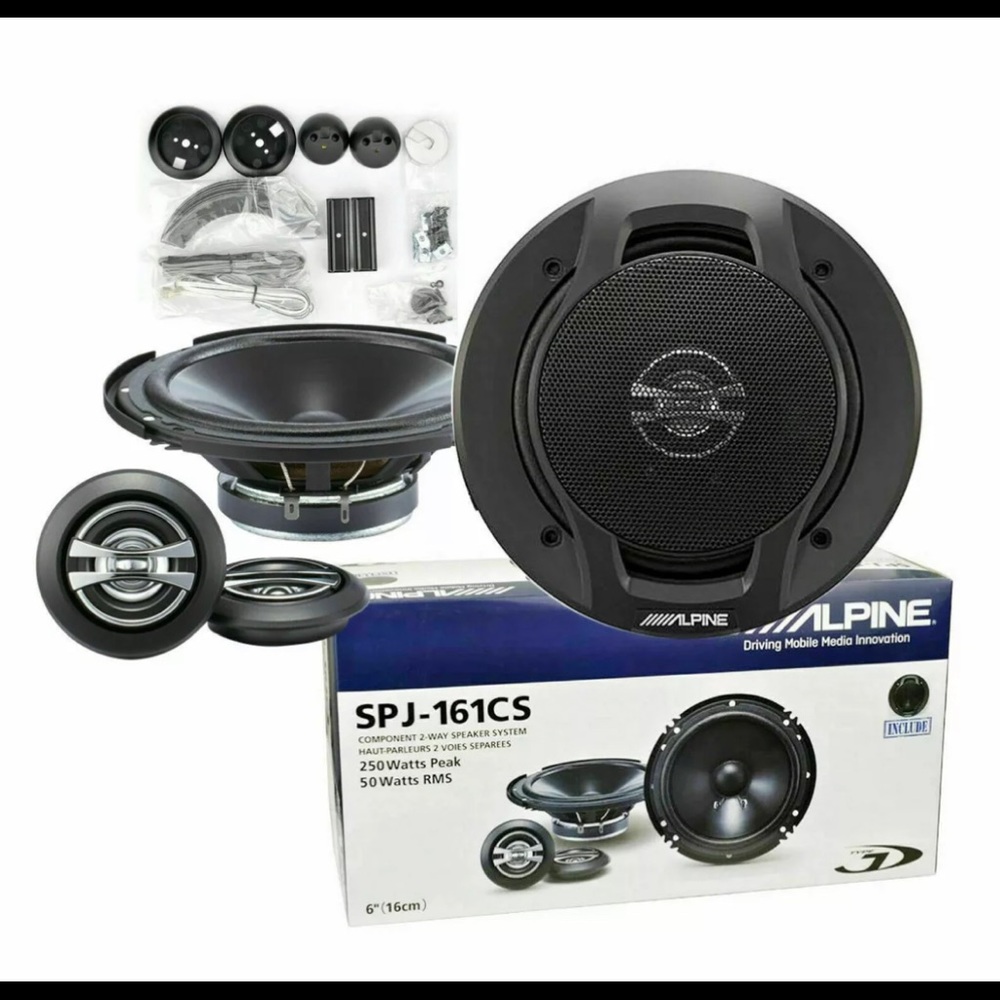 Alpine SPJ-161CS 250W Peak (50W RMS) 6" 2-Way Component Car Speakers I B…